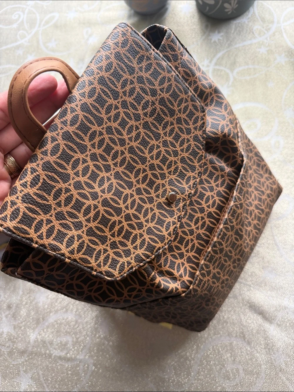Stylish Brown Patterned Women’s Backpack